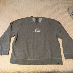 Life is Good Gray Cotton Sweatshirt XXL